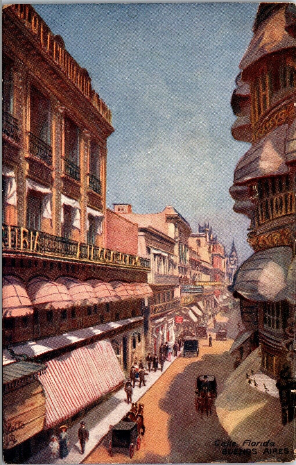 Vtg Buenos Aires Argentina Vista Calle Florida 1910s Tuck Oilette Postcard