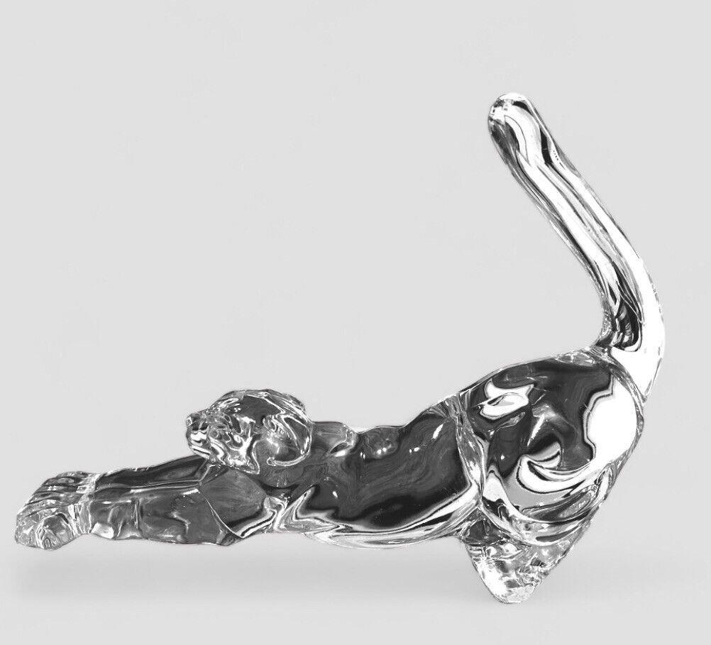 Vintage LENOX Fine Crystal Glass Cat Stretching Figurine Made in Germany