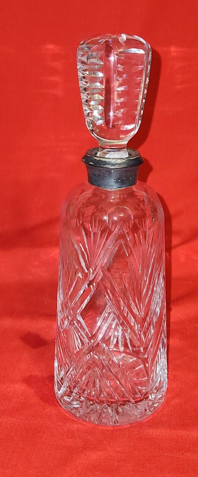 Vintage Glass Decanter with Metal Collar