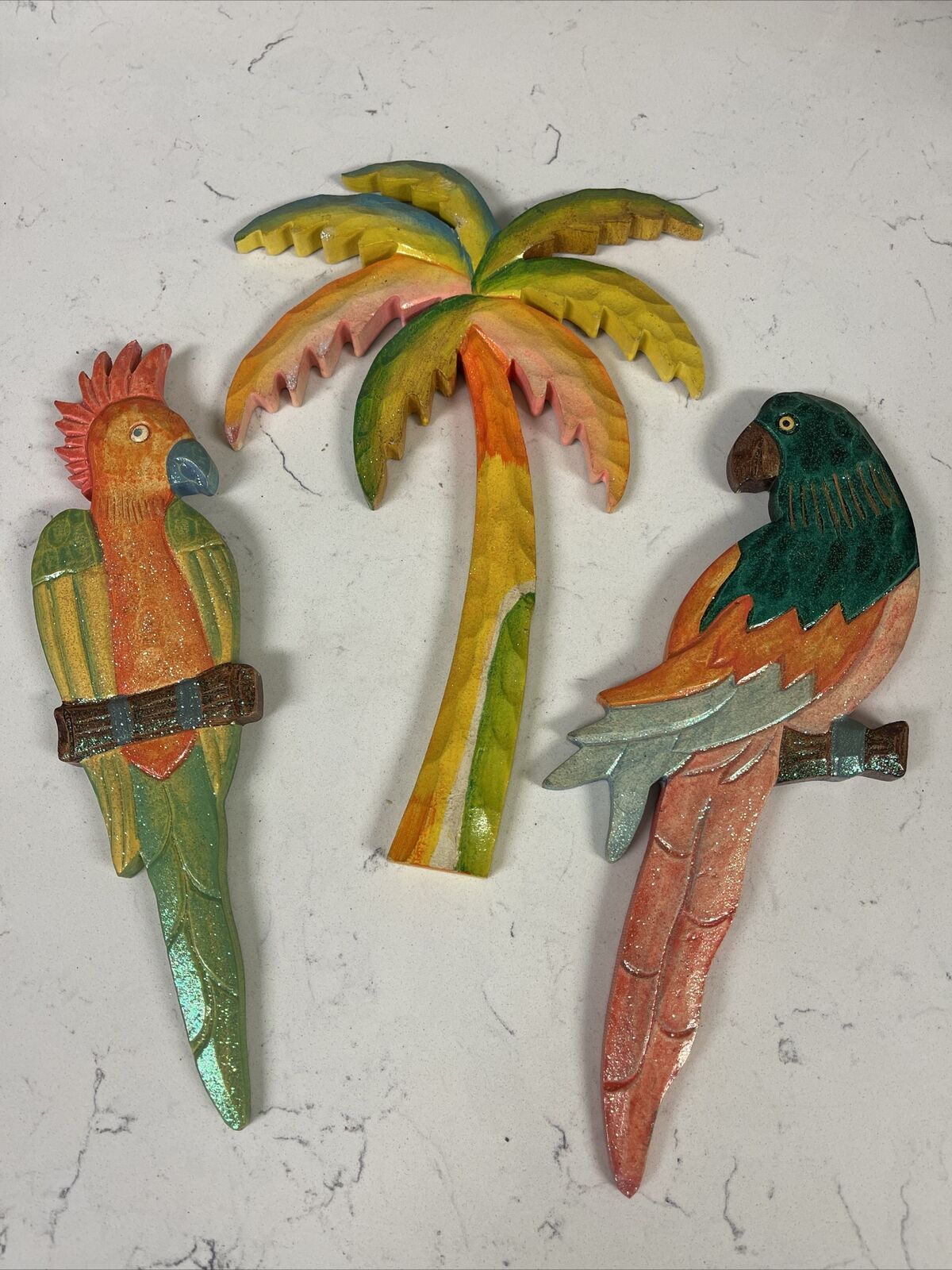Vintage PALM TREE Wall Art Bright Multi-colored Hanging Decor 13\