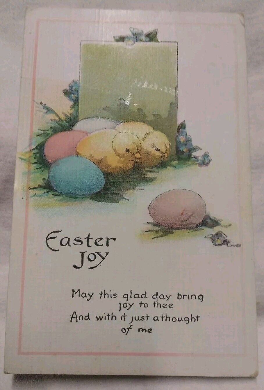 Postcard Easter Joy Colorful Chicks And Eggs 1924