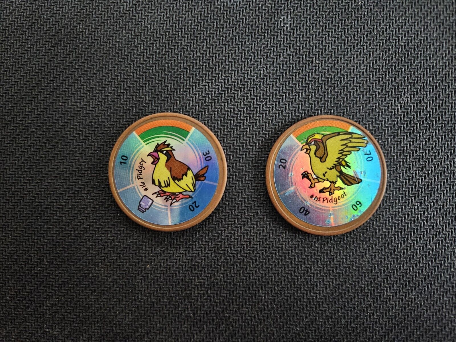 Vintage 1999 Hasbro Pokémon Battling Coin Game Pidgey And Pidgeot #16 And #18