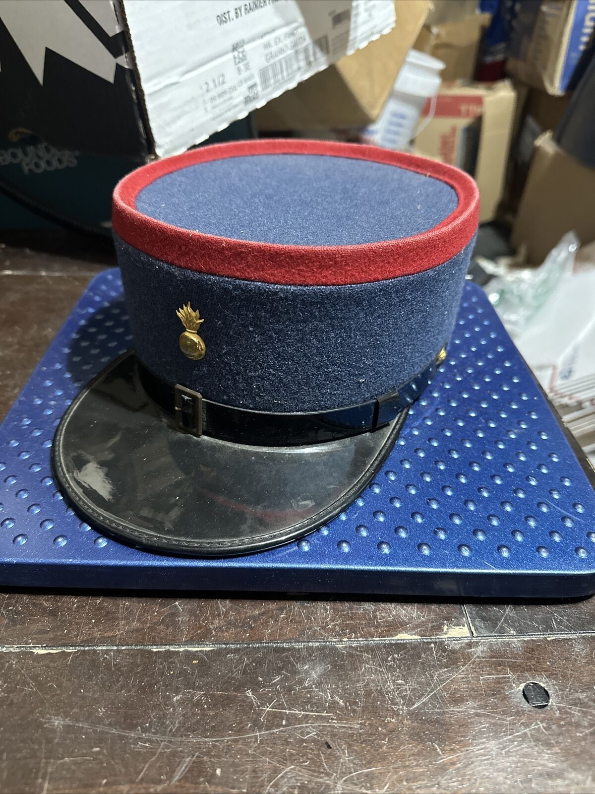 Vintage French Firefighter Kepi Uniform Hat Cap France with Emblem