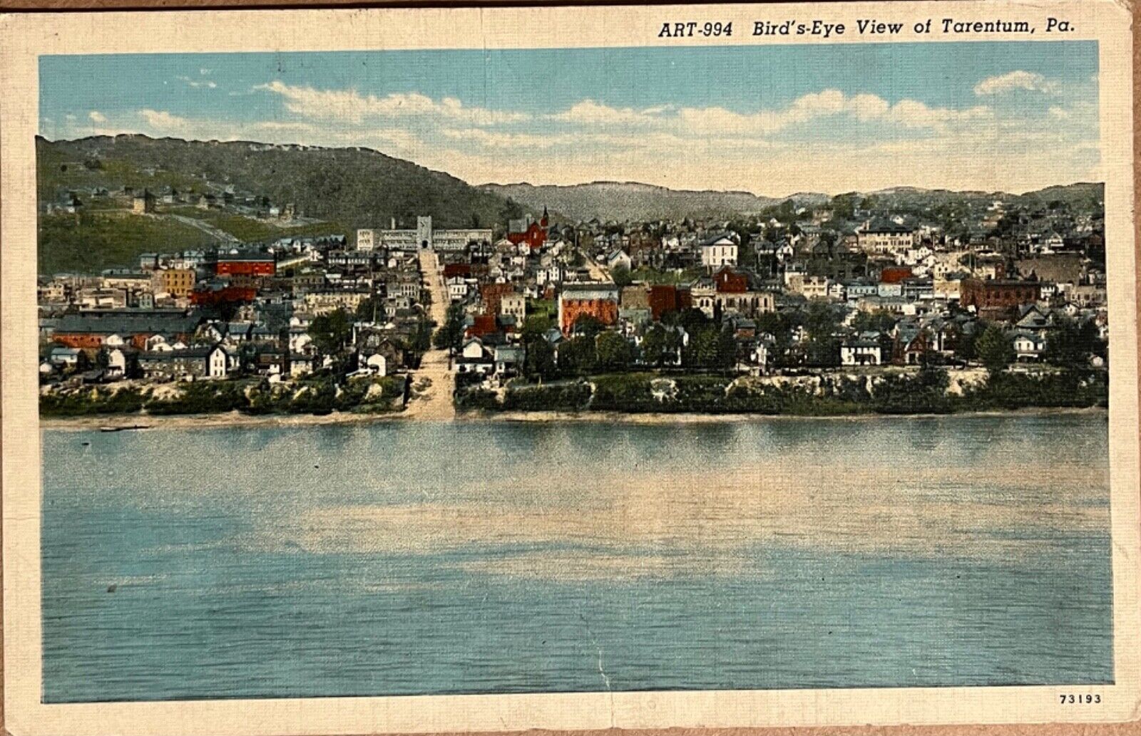 Tarentum PA Birds Eye View Allegheny River Vintage Pennsylvania Postcard c1920