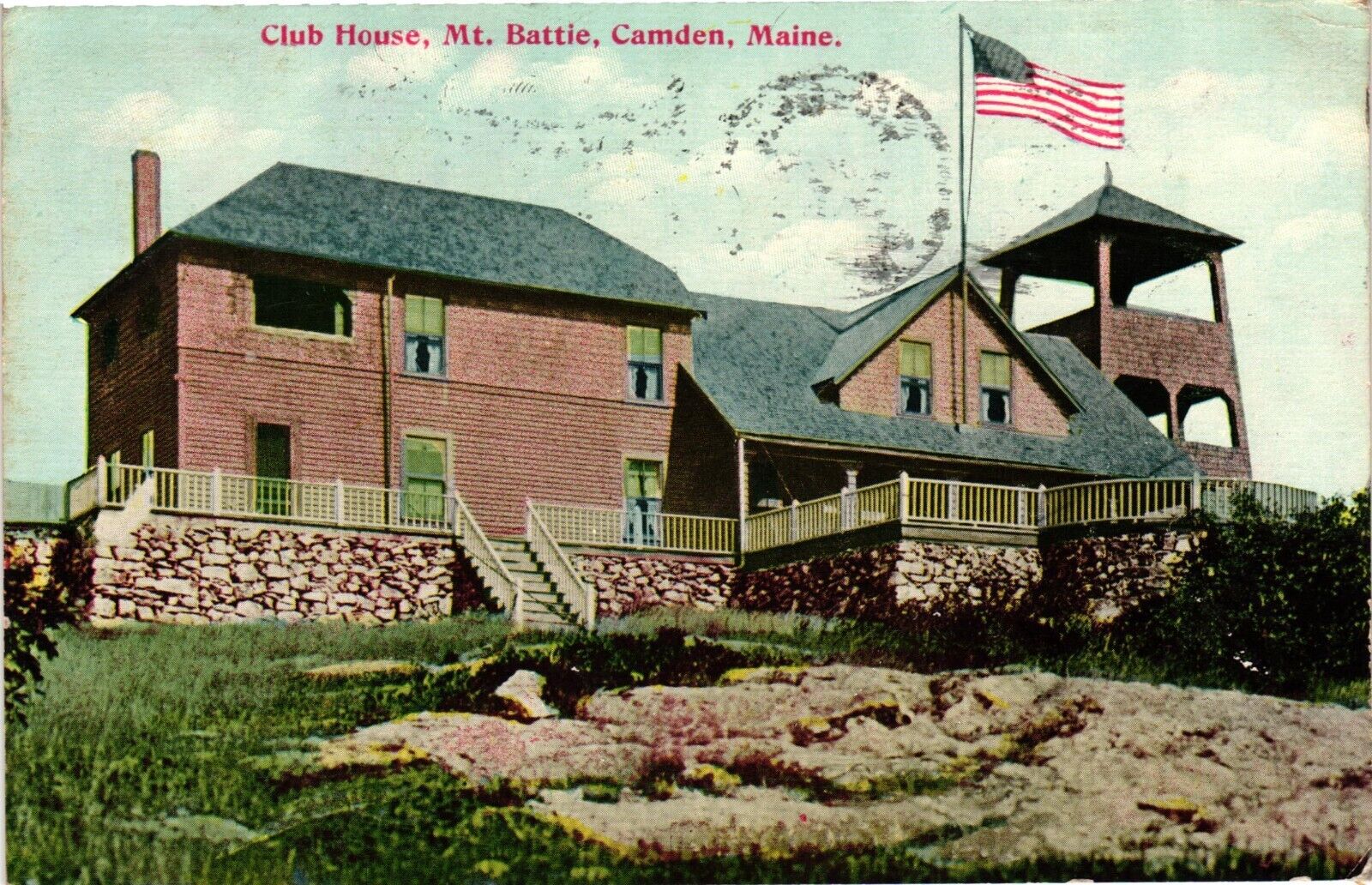 Club House Mt Battle Camden Maine ME Vintage Postcard Posted 1911 Divided Back