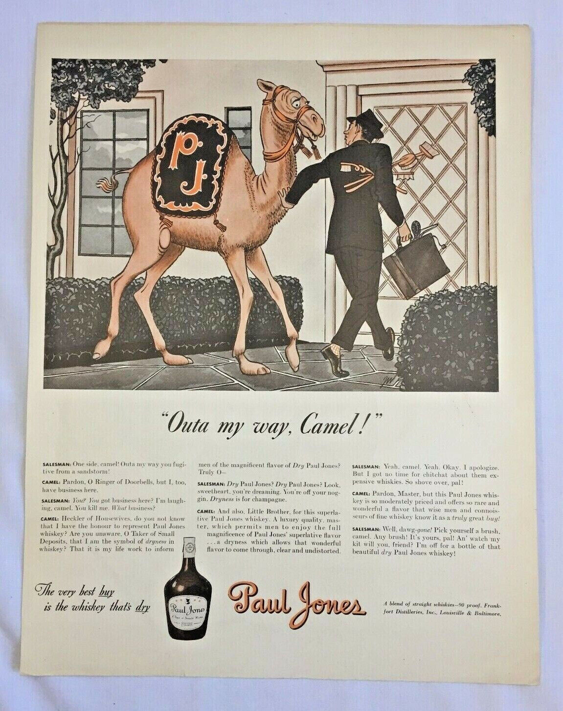 1942 Paul Jones Whiskey Paper Print Ad Advertisement WWII Era Alcohol Vintg 2206