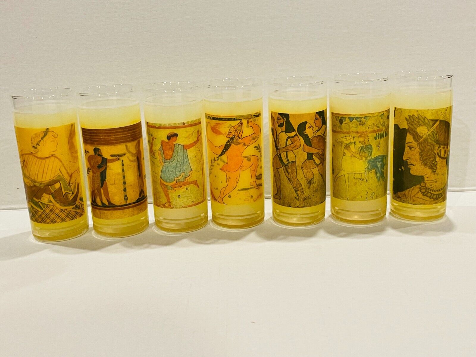 Vintage 1960\'s Vue-lon Ware Highball Glasses By Litho-Glass Inc 6.25\