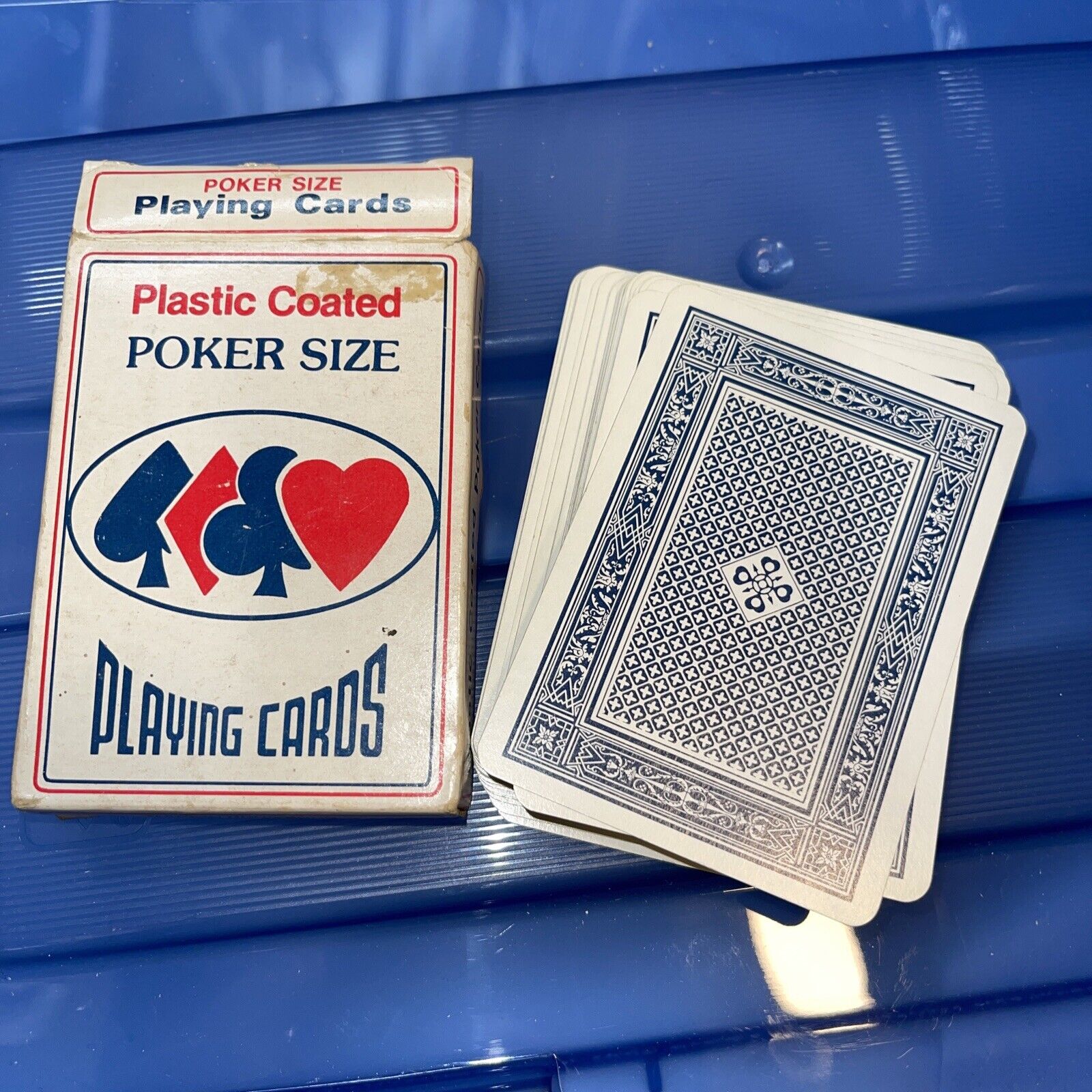 barkleigh plastic coated poker size playing cards Vintage blue