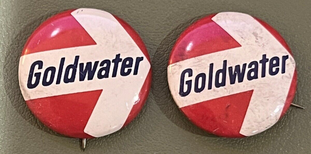Lot of (2) 1960s Goldwater Political Pinback Pin Button 1\