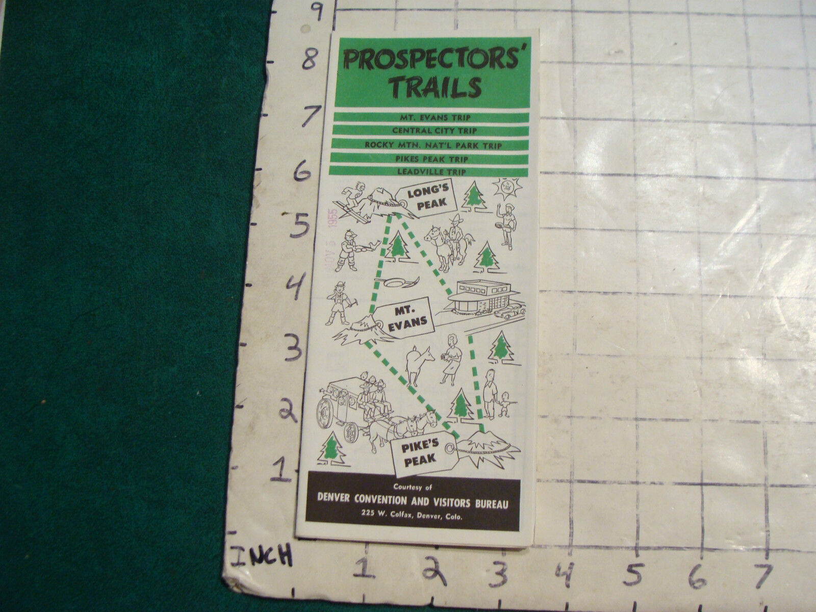 vintage HIGH GRADE travel brochure: 1955 PROSPECTORS' TRAILS denver co