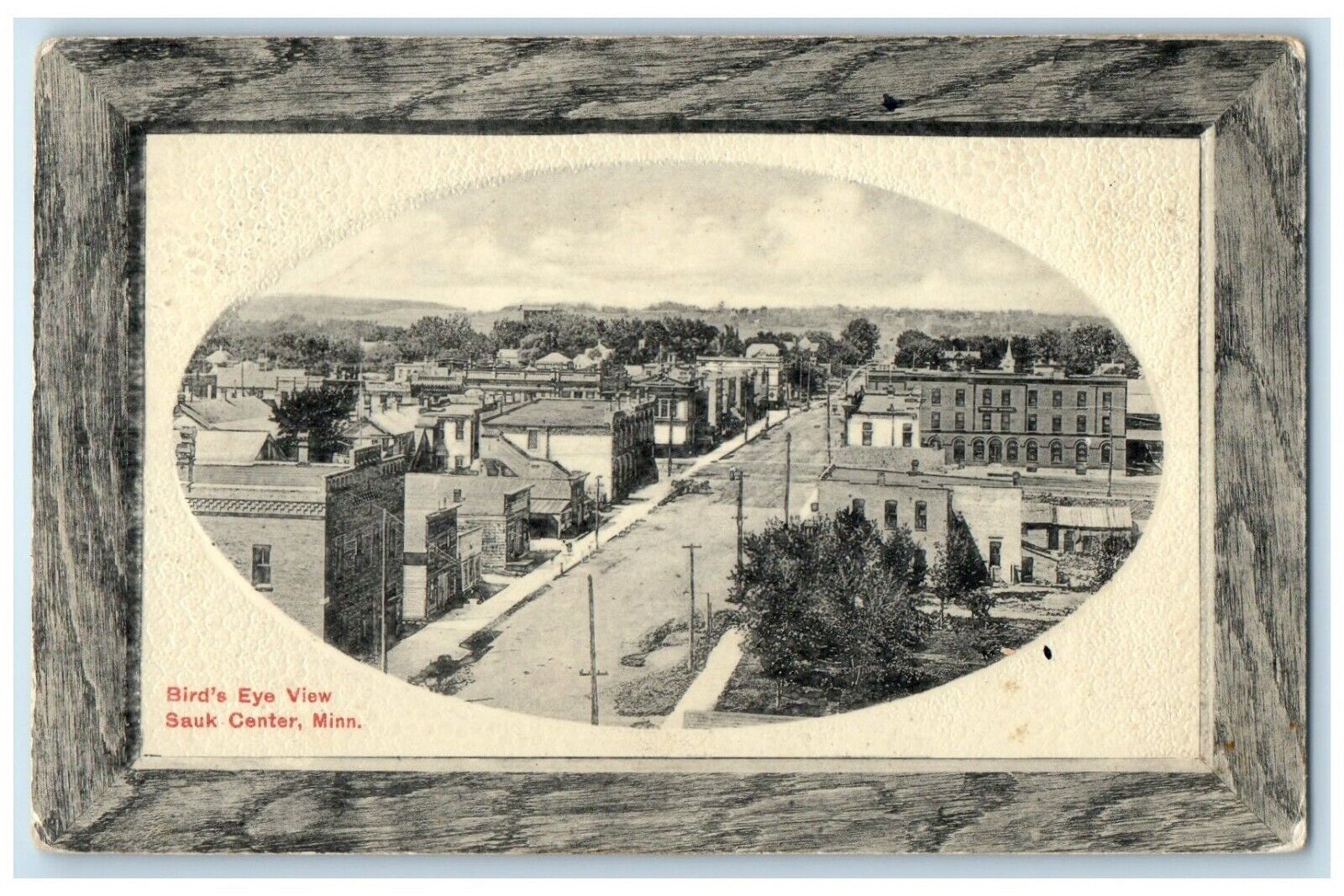 1918 Bird\'s Eye View Exterior Building Street Sauk Center Minnesota MN Postcard