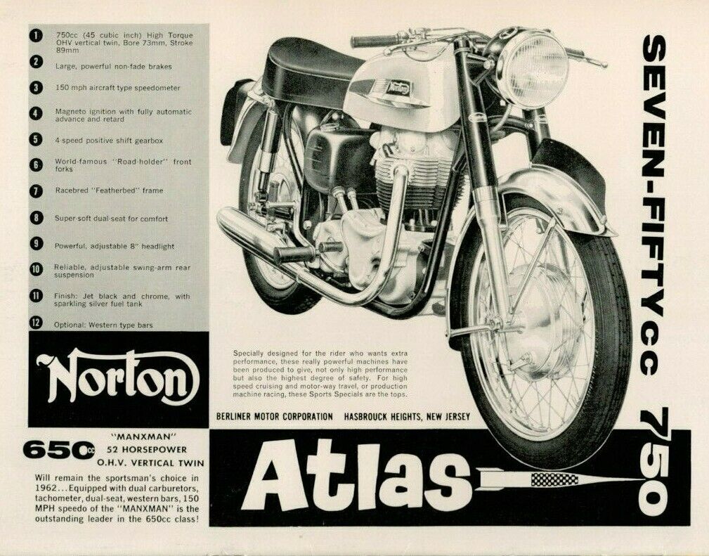 1962 Norton Atlas 750 - Vintage Motorcycle Ad