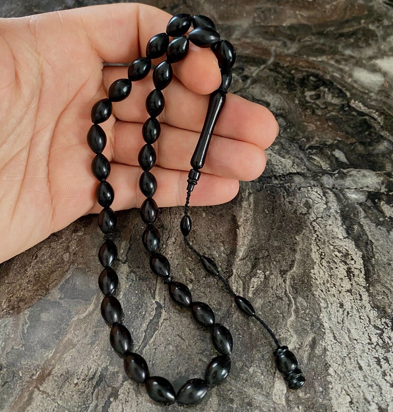 REAL Black Kuka (Coca) Wooden Islamic Prayer 33 beads, Tasbih, Rosary, Tasbeeh