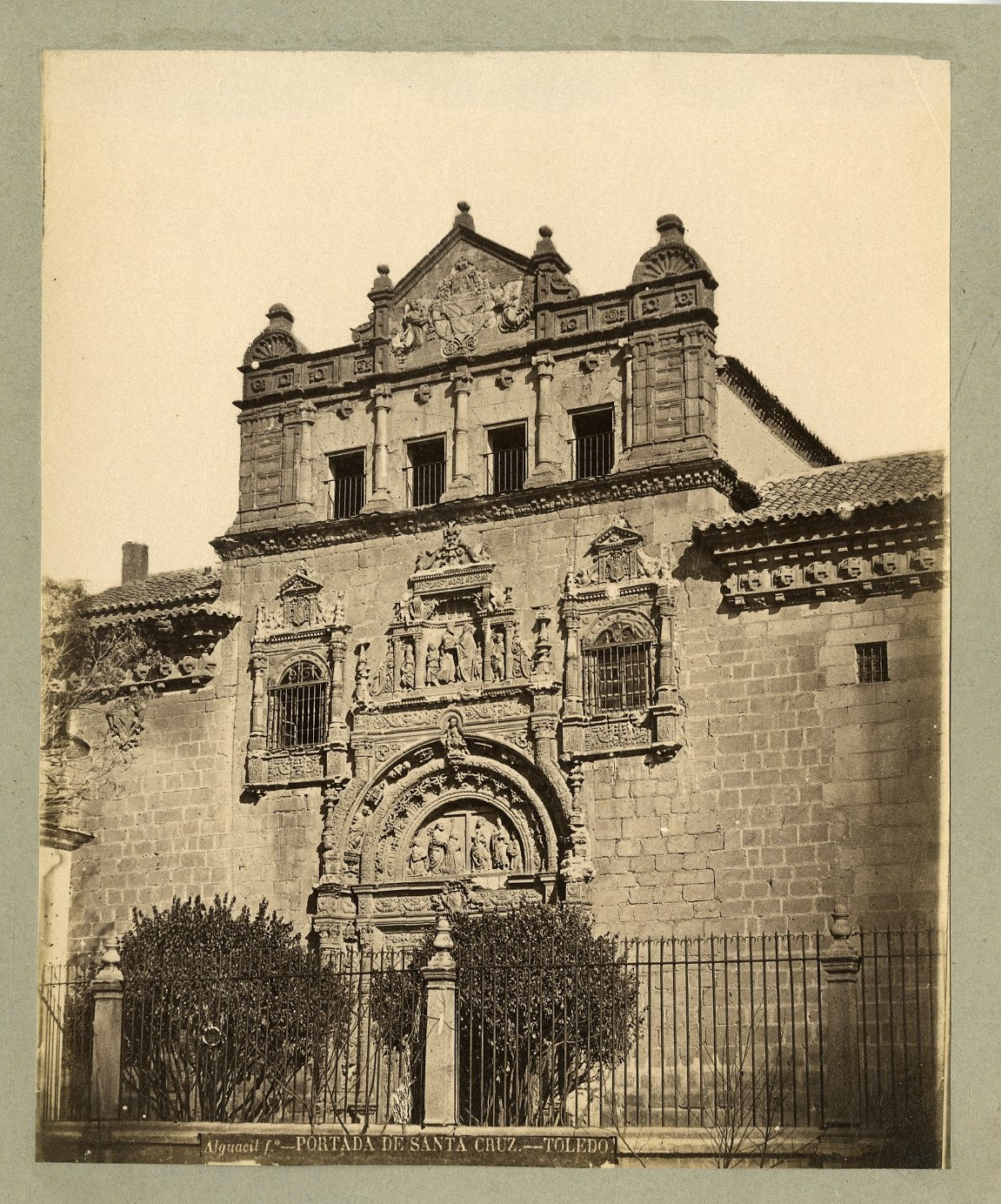 Spain, Toledo, Portada de Santa Cruz Vintage Albumen Print.  Albumin Print