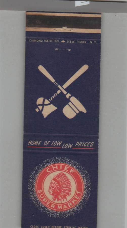Matchbook Cover - Chief Supermarket Home Of Low Prices