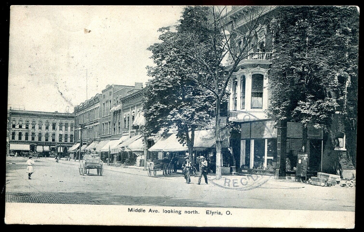 ELYRIA Ohio Postcard 1910 Middle Avenue Stores by Eady's Drugstore