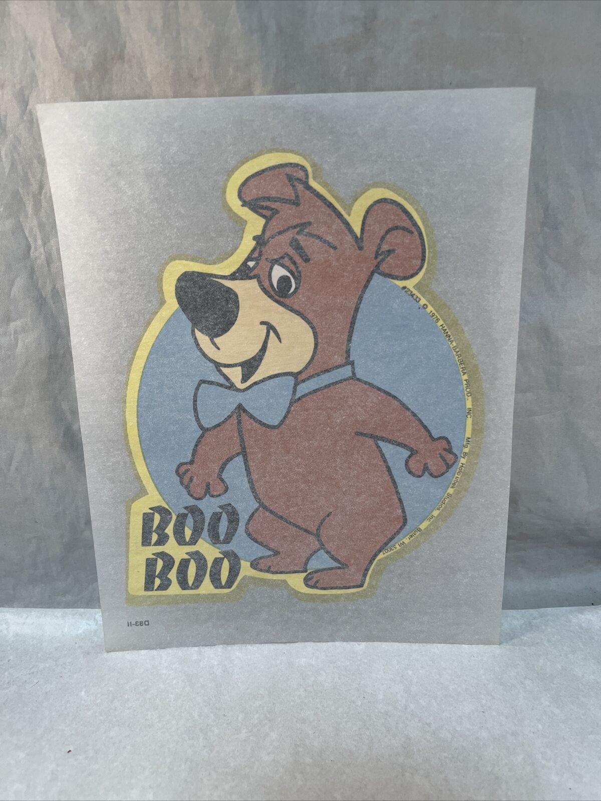 Vintage 1976 Holoubek Studios Iron-on Transfer Boo Boo Hanna Barbera Prod.