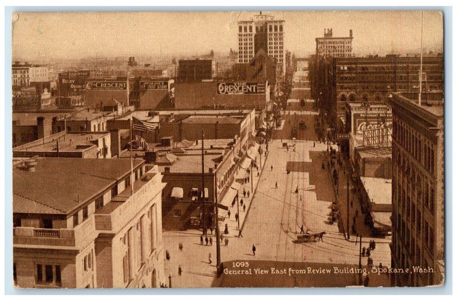 1914 General View East Review Building Exterior Spokane Washington WA Postcard