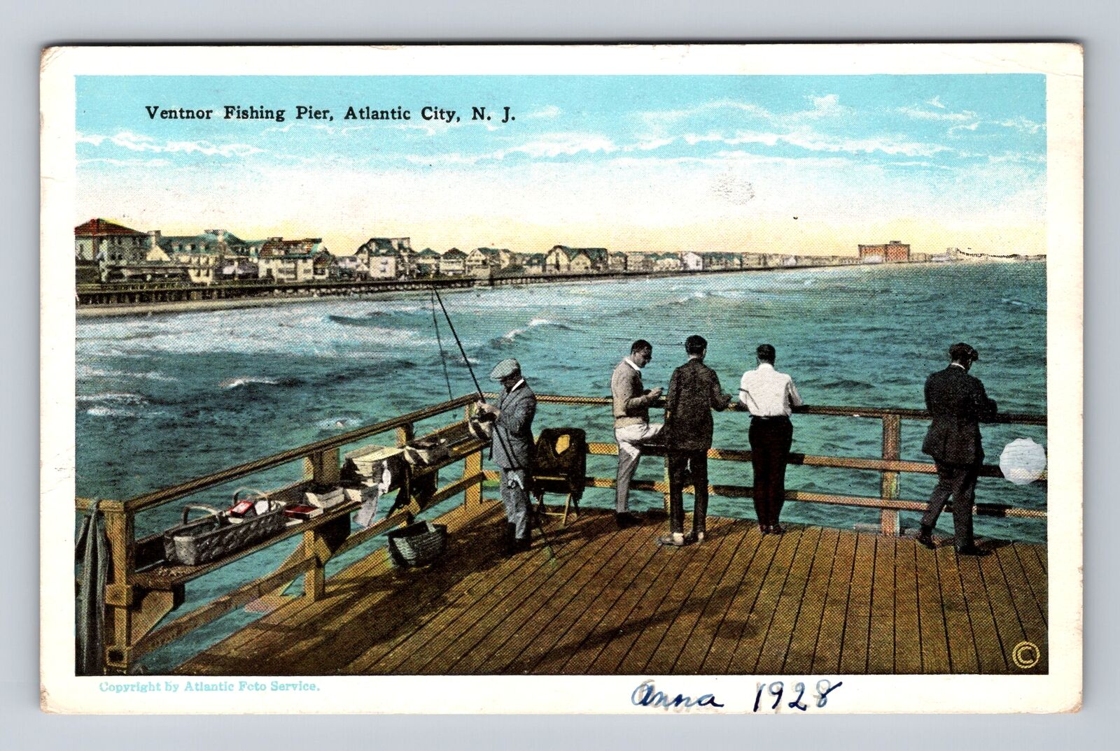 Atlantic City NJ-New Jersey, Ventnor Fishing Pier Antique Vintage c1928 Postcard