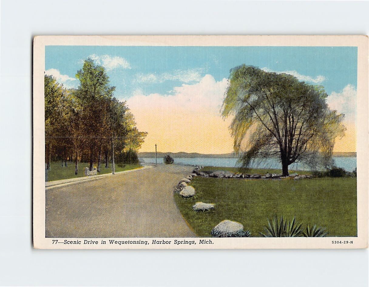 Postcard Scenic Drive in Wequetonsing Harbor Spring Michigan USA