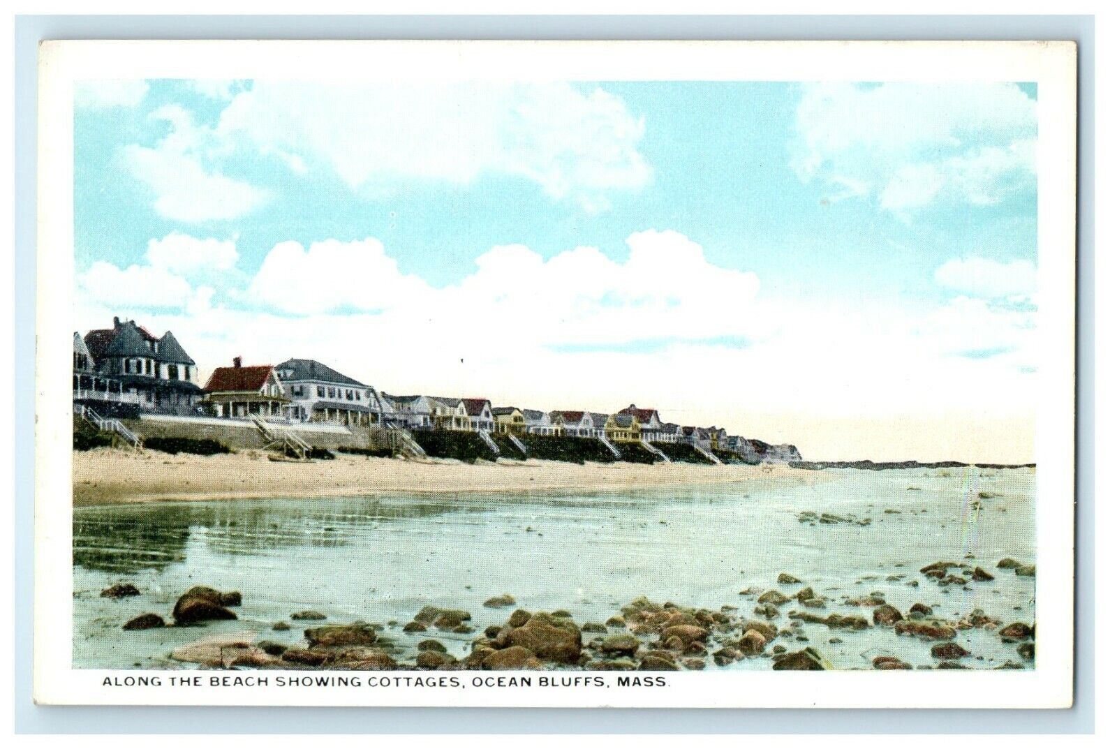 1907 Along the Beach Showing Cottages, Ocean Bluffs Massachusetts MA Postcard