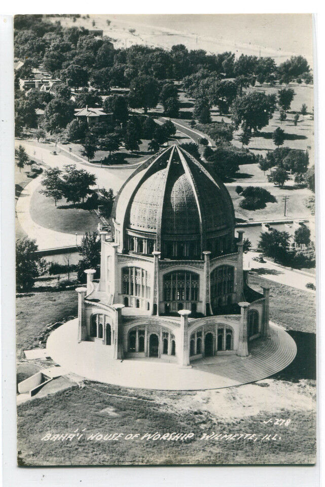 Baha\'i House of Worship Wilmette Illinois 1950s  RPPC Real Photo postcard