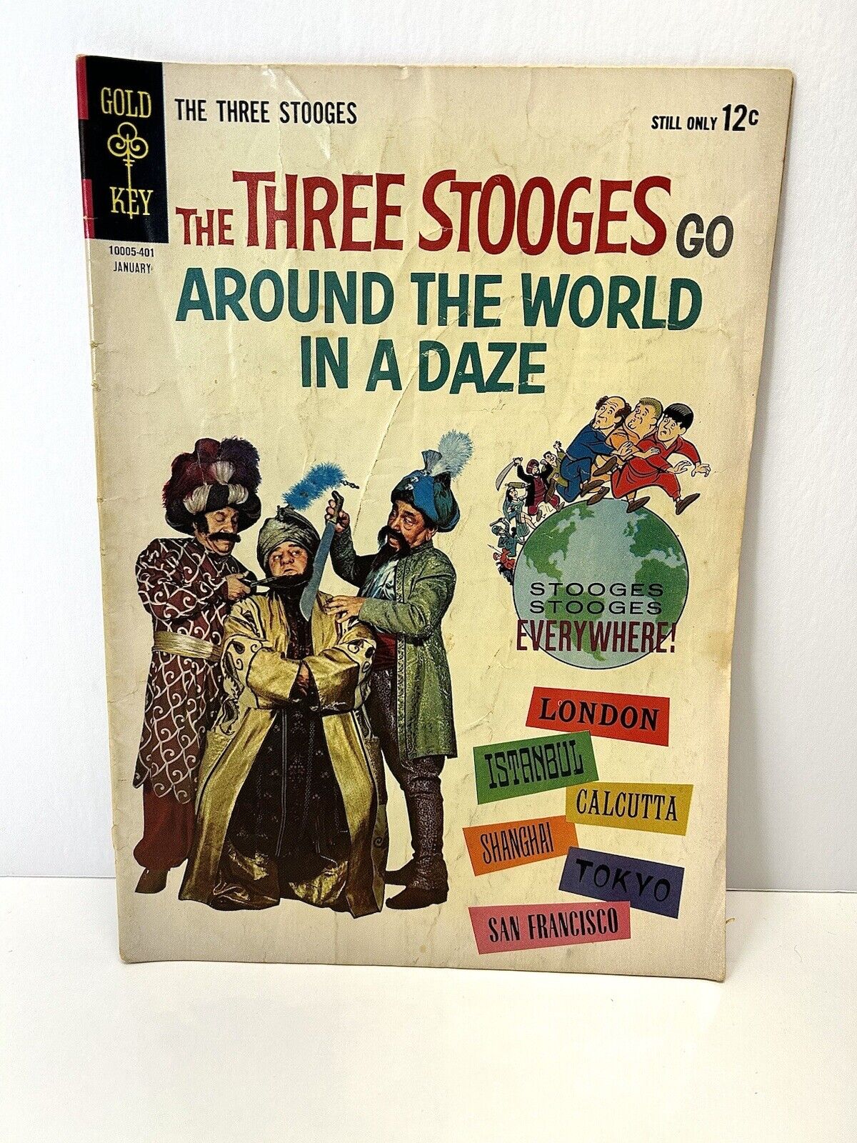 Three Stooges #15 (Jan 1964, Gold Key) Go around the world in a Daze Comic Book