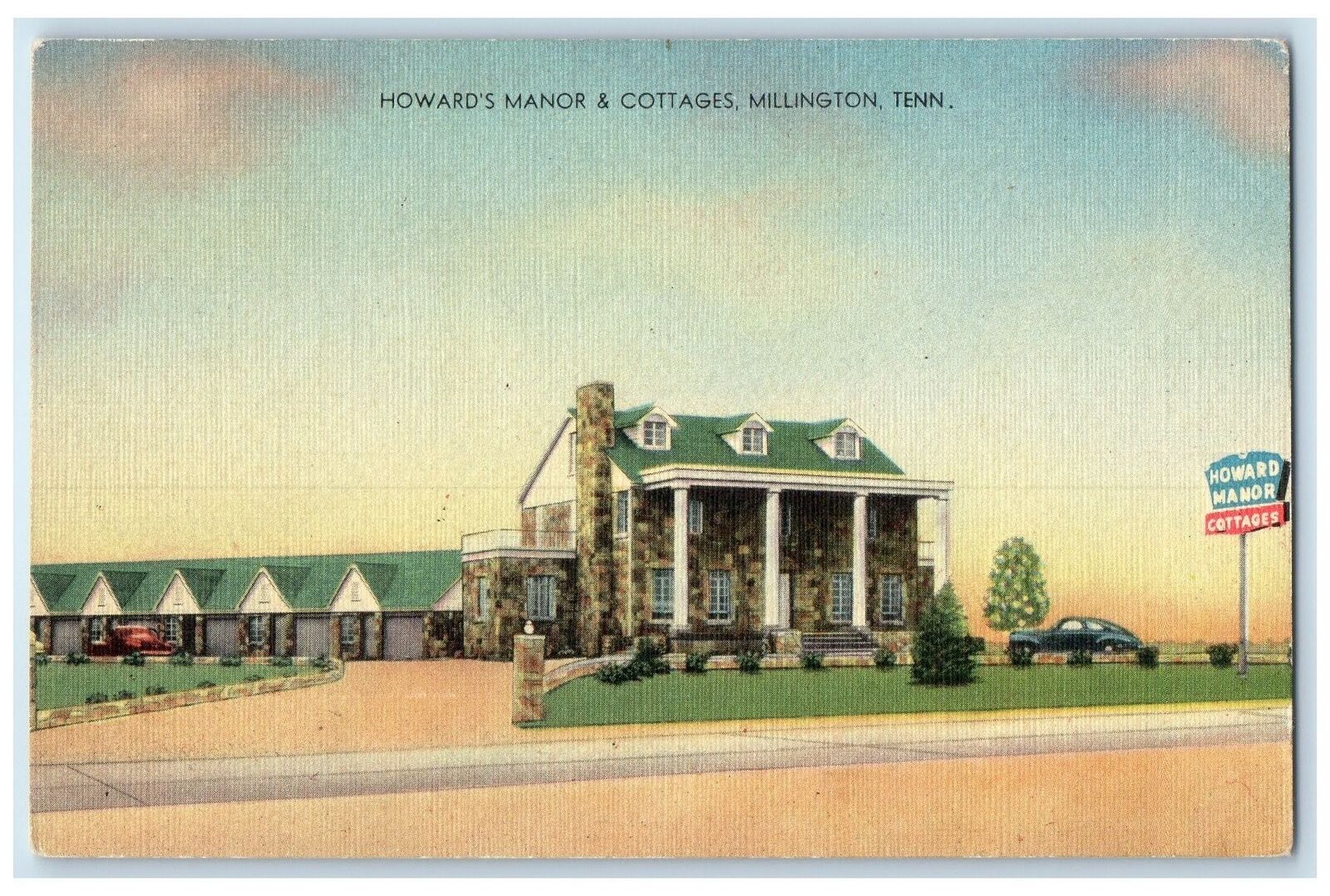 c1940's Howard's Manor And Cottages Roadside Millington Tennessee TN Postcard