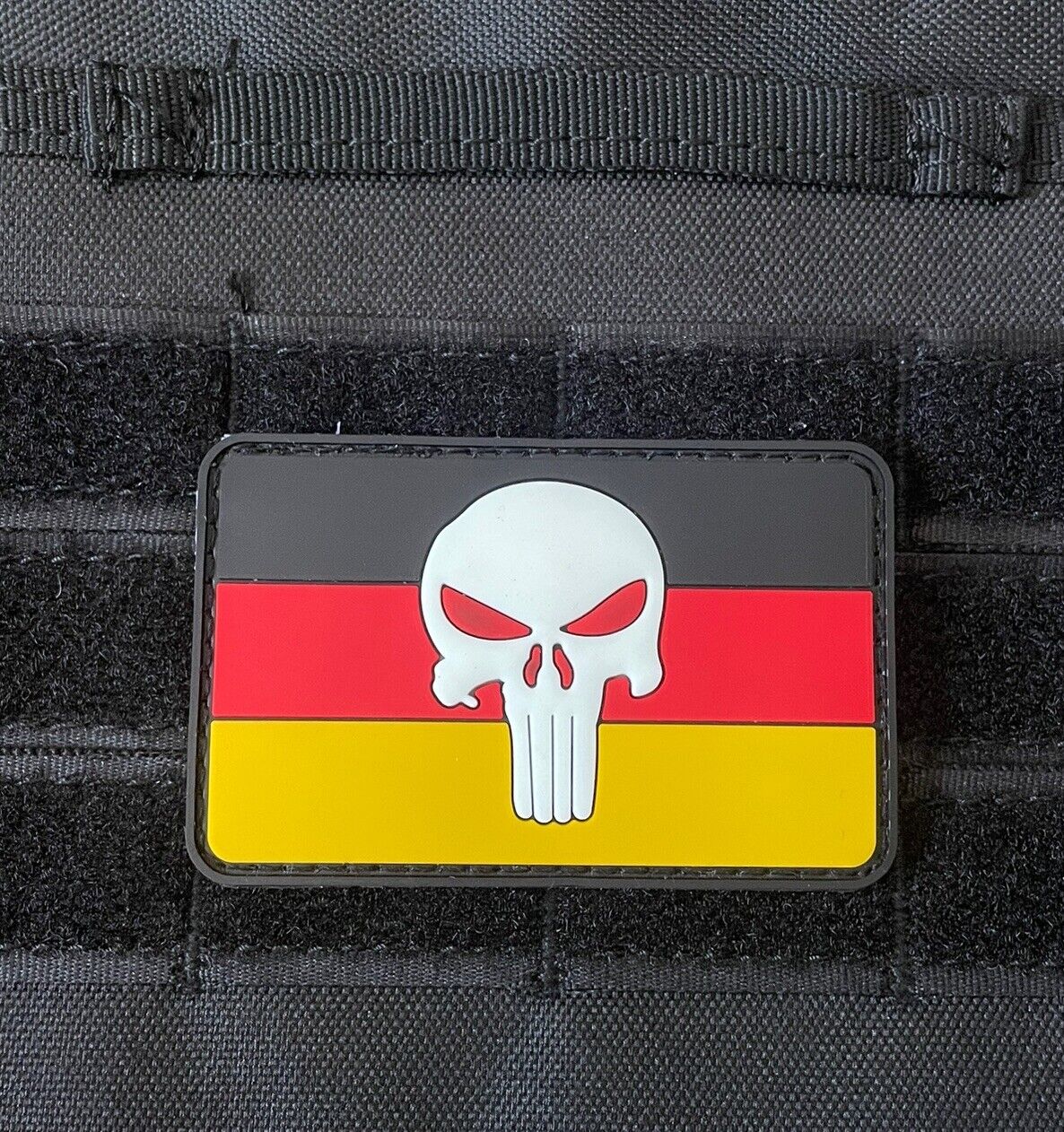 Punisher Skull Flag German Flag Rubber Hook Loop Patch Badge Germany