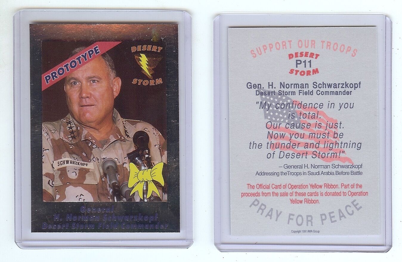 (100) GEN. NORMAN SCHWARZKOPF 1991 Desert Storm SILVER *PROTOTYPE* Card LOT