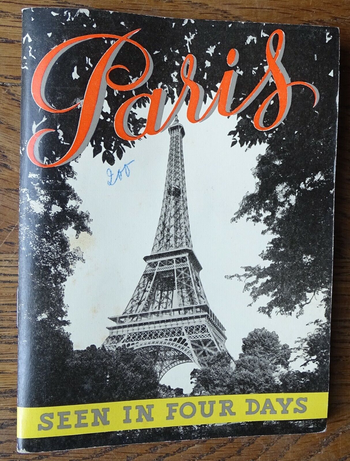 1956 Guide Booklet PARIS SEEN IN FOUR DAYS with fold-out map 