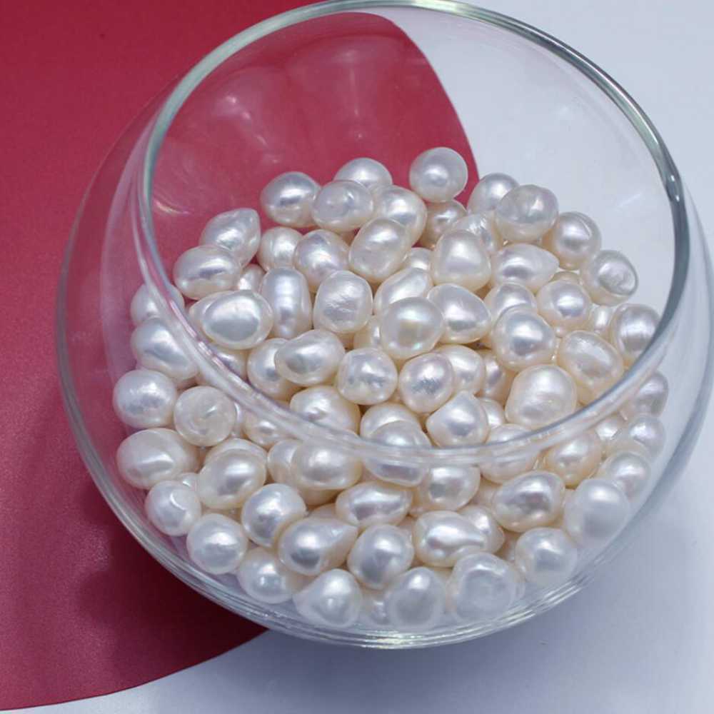 5pcs Flawless baroque Freshwater white pearl beads Wedding Gift Ear stud