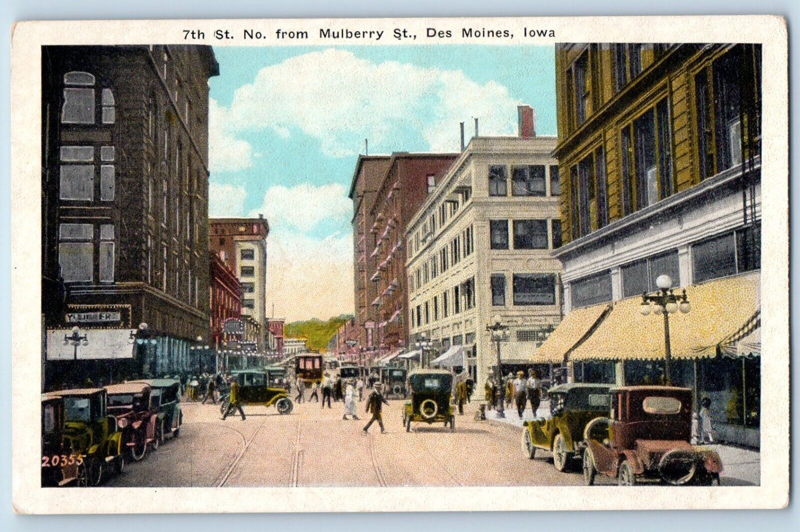 Des Moines Iowa IA Postcard Mulberry St. Exterior Building c1940 Vintage Antique