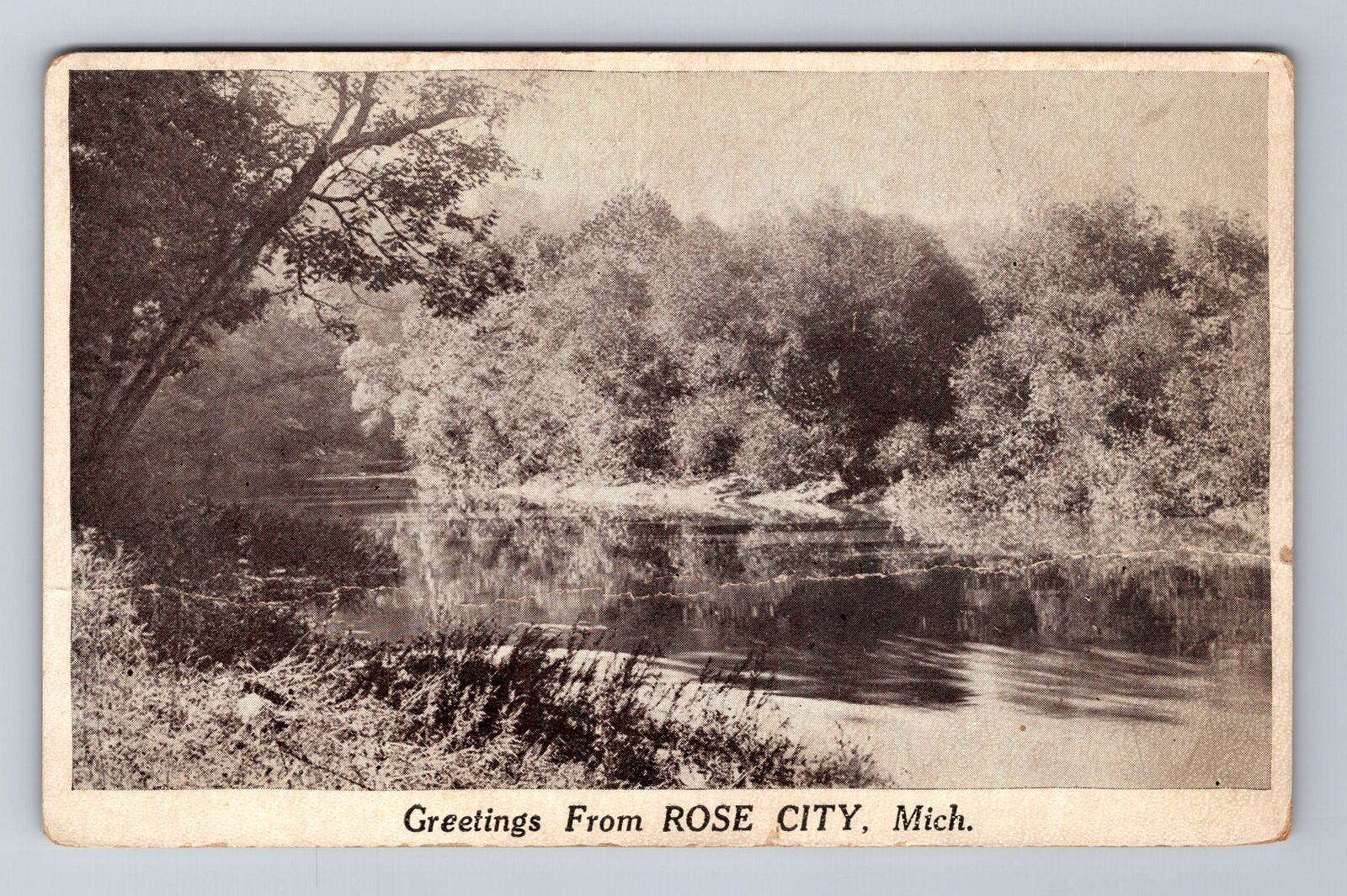 Rose City MI-Michigan, General Greetings, Country River, Vintage Postcard