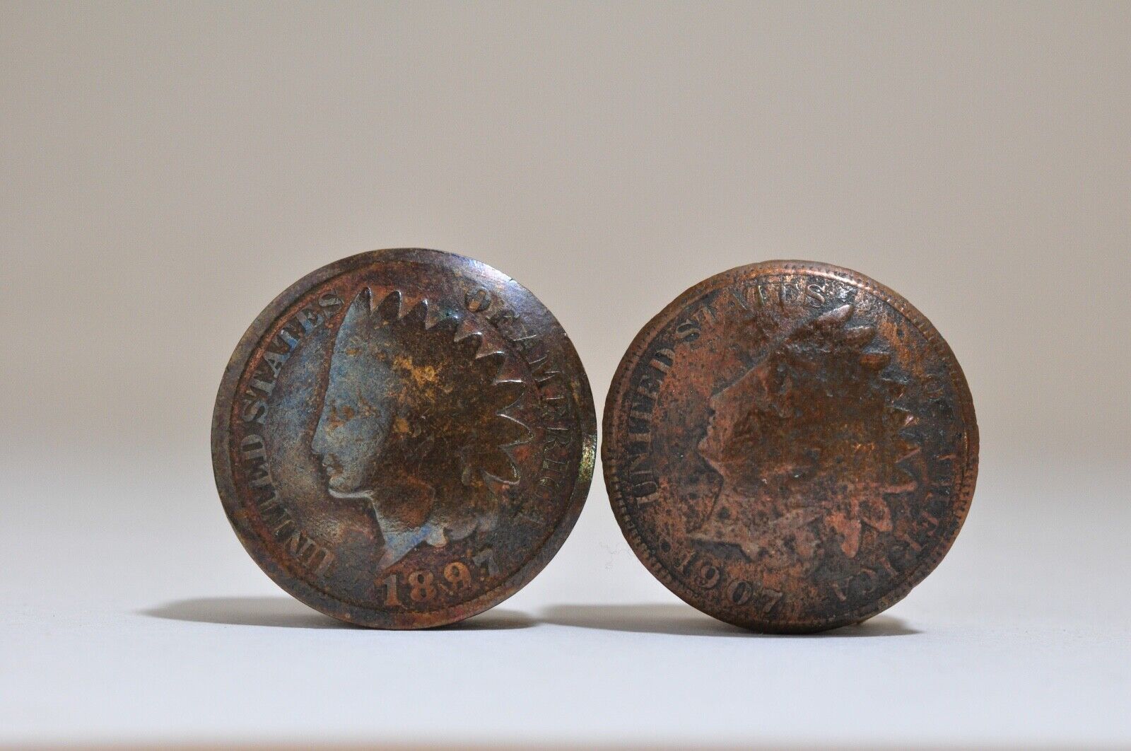Antique Indian Head Penny Button Covers 1897 & 1907