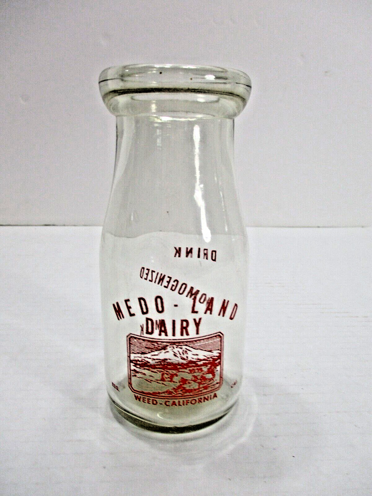 RARE Vintage milk bottle Half Pint CASCADE MEDO-LAND DAIRY Weed California