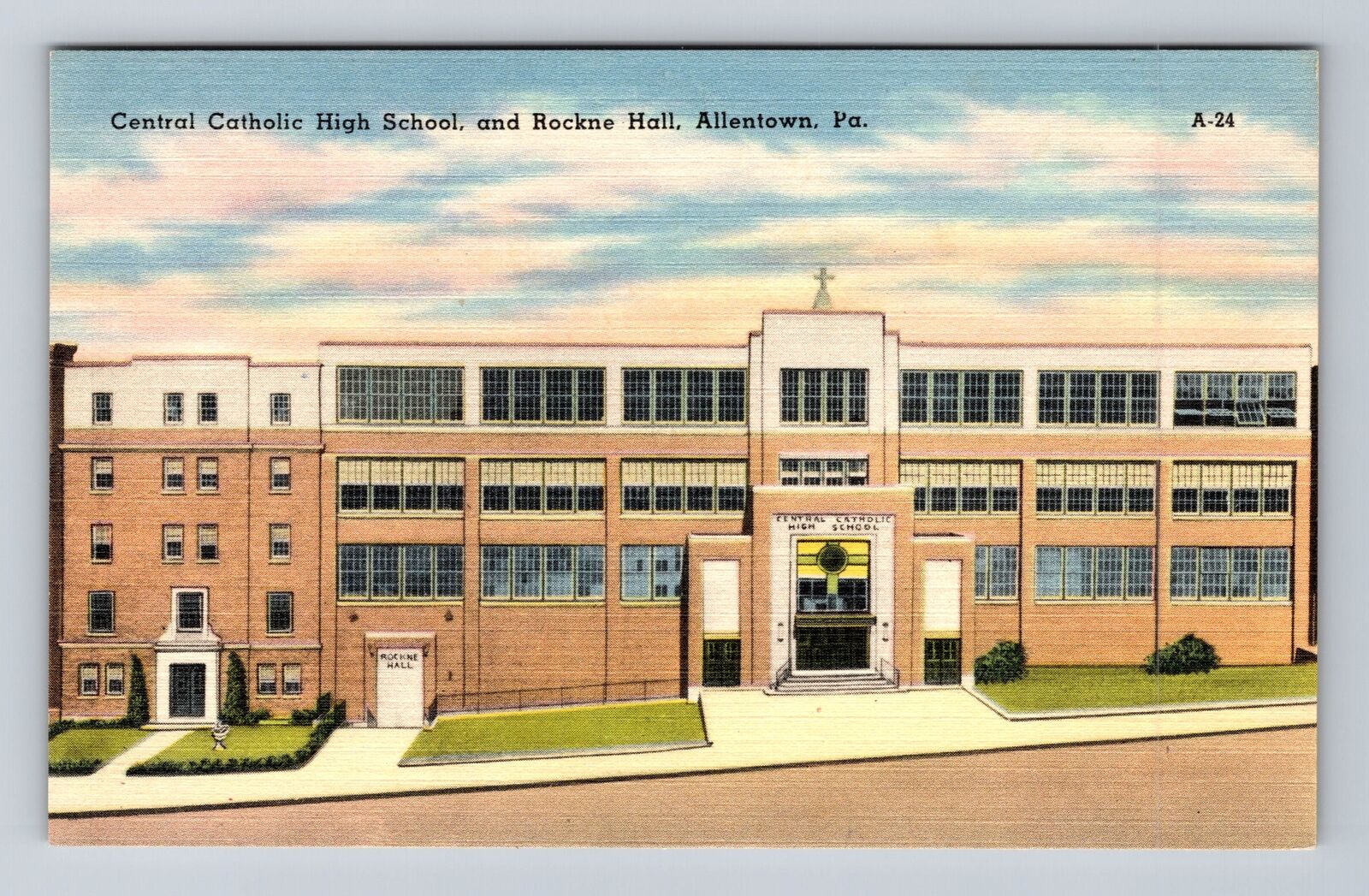 Allentown PA-Pennsylvania, Central Catholic High School Vintage Postcard