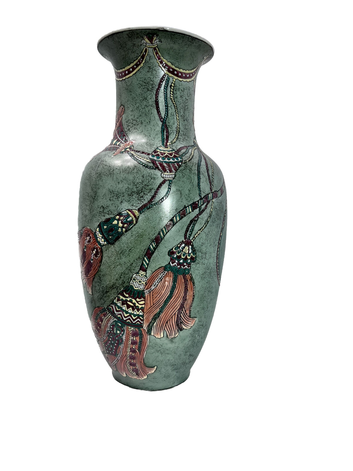 Vintage Chinese Vase - Tassel Pattern , 12 In. High