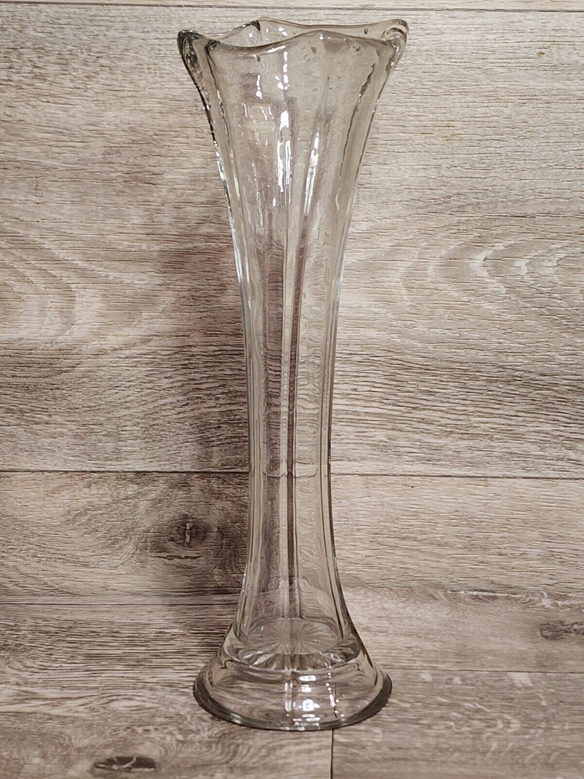 Vintage Antique Clear Tulip Stretch Vase  Art Deco 