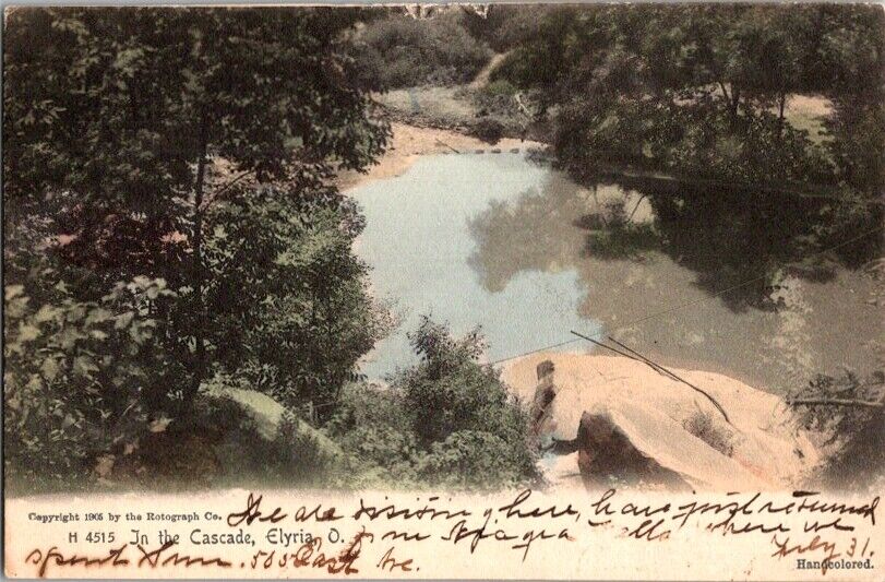 Vintage Postcard The Cascade Elyria OH Ohio Handcolored 1906               I-287