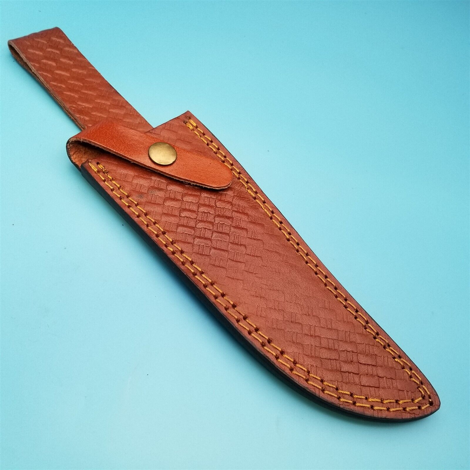  Leather Fixed Blade Knife Sheath Only Brown Basketweave Pouch Case 12\