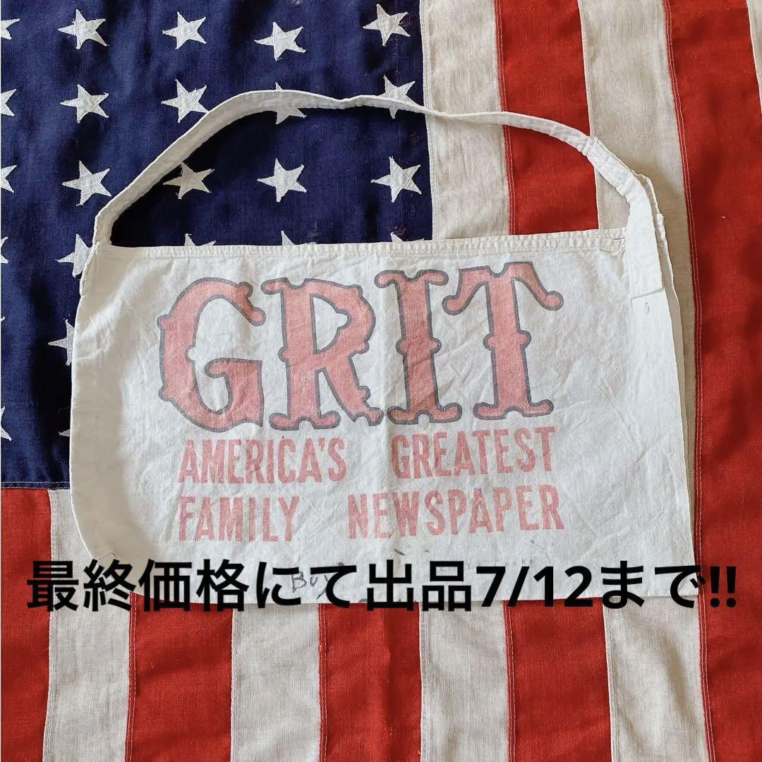 Rare Grit America\'s  Newspaper Delivery Bag VTG1940\'s Stain & Stencil shoulder