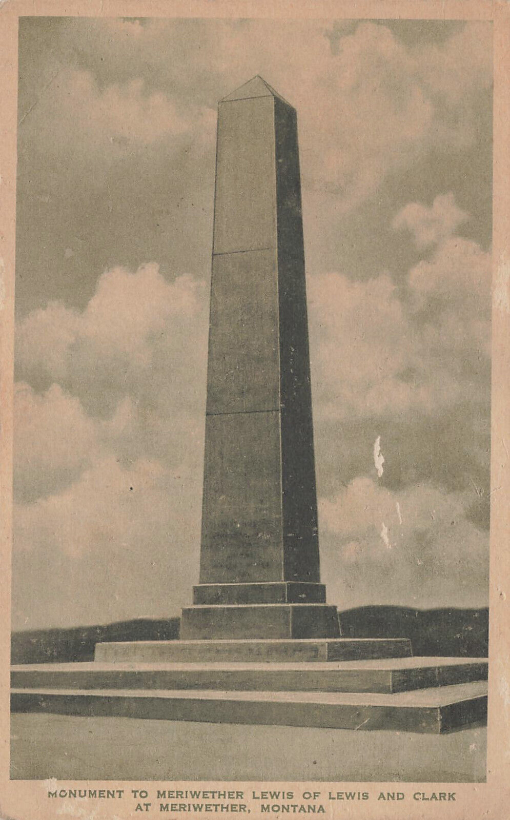 MERIWETHER LEWIS MONUMENT POSTCARD MERIWETHER MT MONTANA 1920s