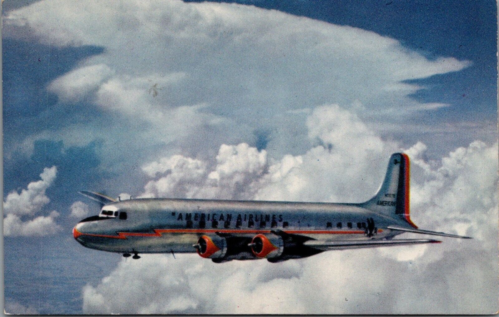 Vintage DC-6 Flagship Airplane American Airlines Postcard C292
