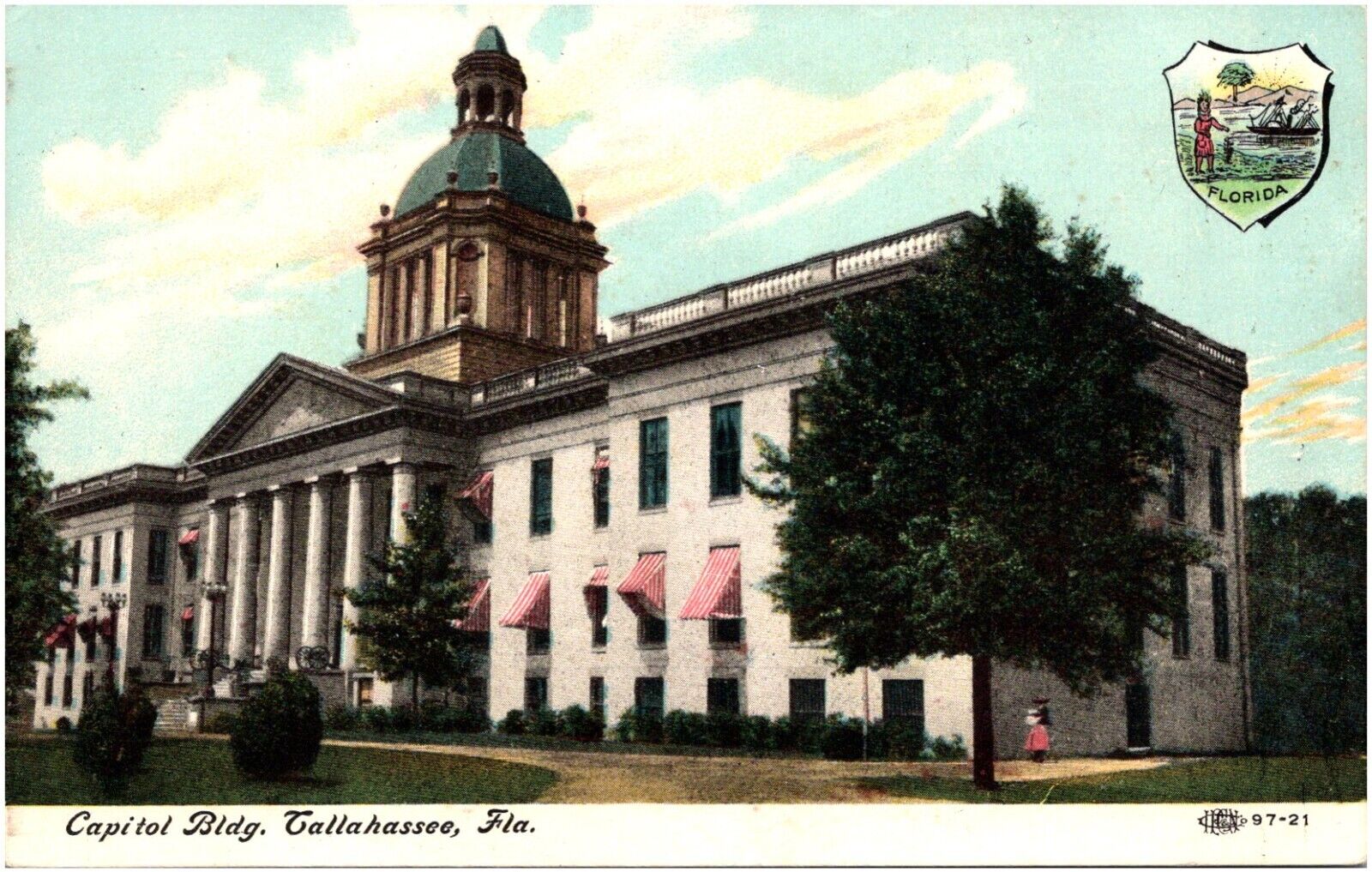 Capitol Building Tallahassee Florida Hand-Tinted Photo 1900s Postcard Unused