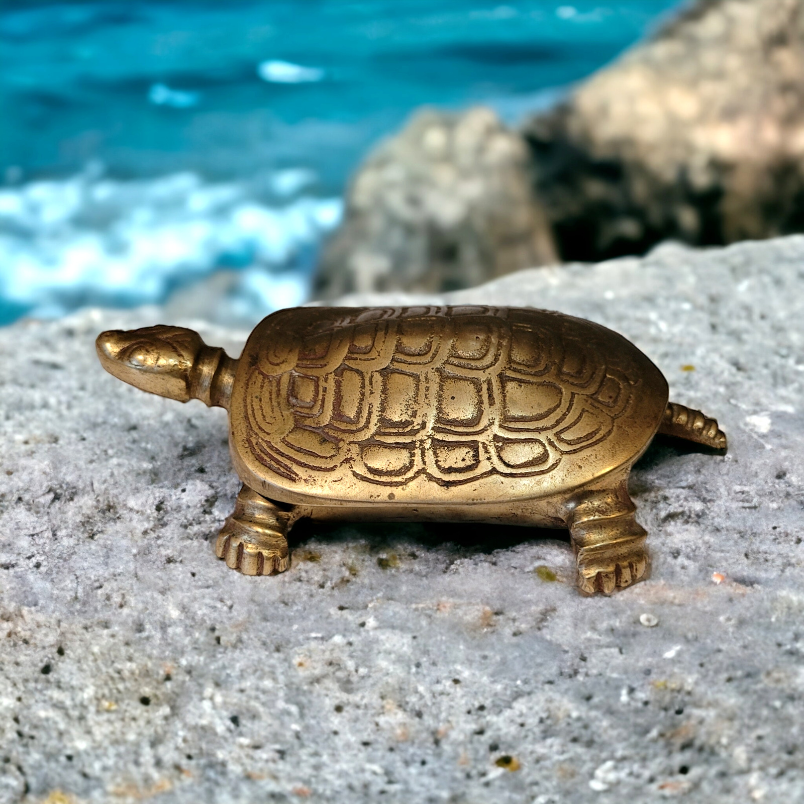 Brass Turtle Trinket Jewlery Box Figurine GATCO San Fran 7\