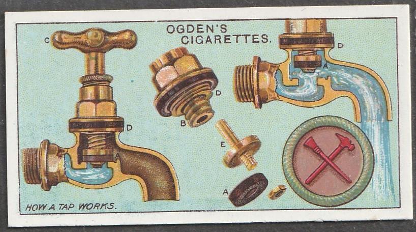 Ogden\'s, Boy Scouts, 1912, 3rd Series, Blue Backs, No 115, How a Tap Works.