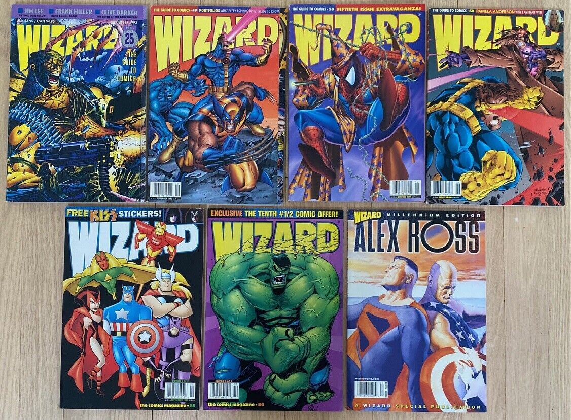 Wizard Comics Magazine 25 49 50 58 85 86 + Millenium Edition 1993 1995 1996 1998