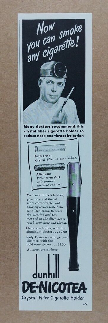 1949 Dunhill Cigarette Holder \'Many Doctors Recommend\' vintage print Ad