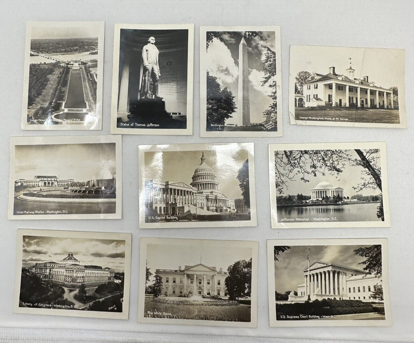 Vintage Washington DC (Set of 10) Miniature Black White Photograph Souvenirs